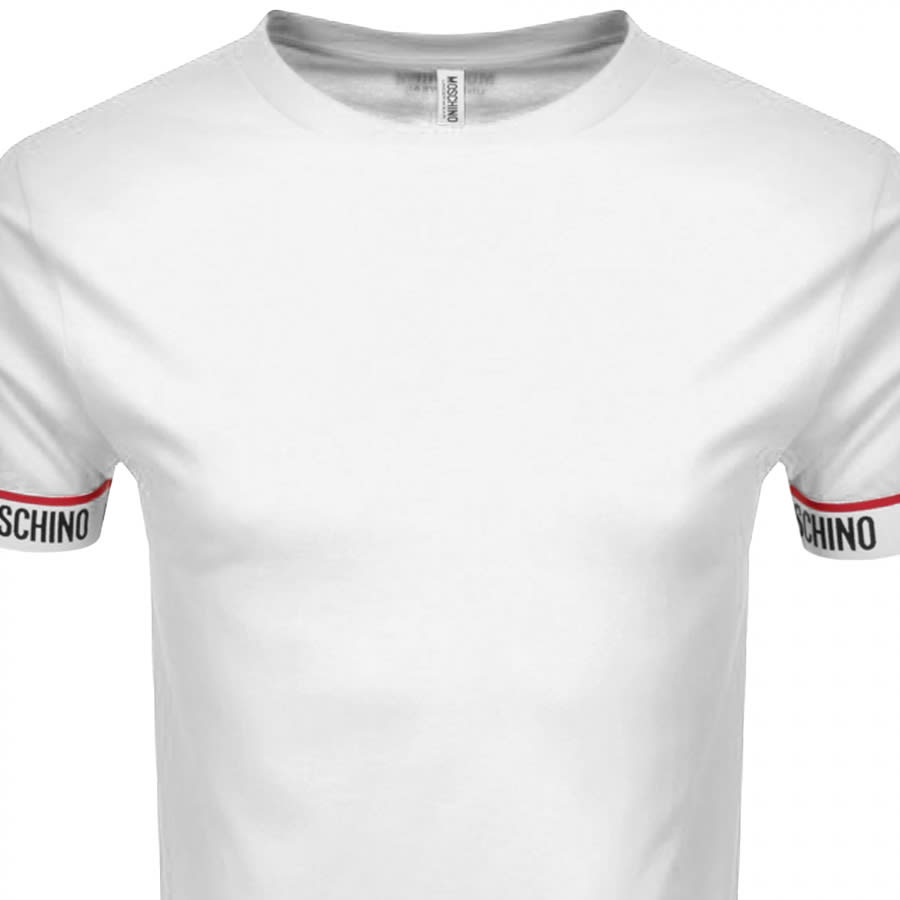 Alternative Image for ProductMoschino Logo Taped Cuff T Shirt White2